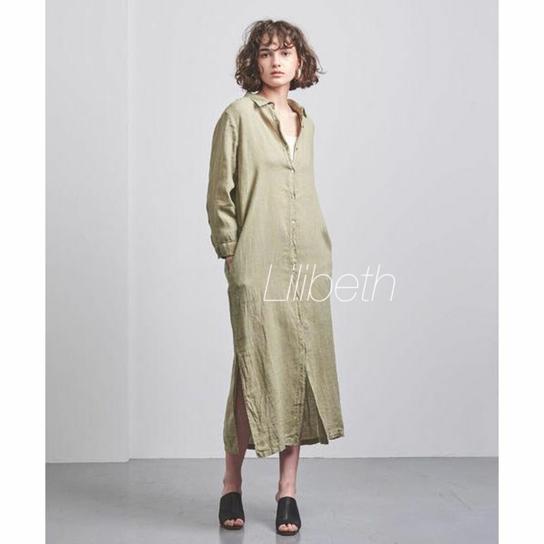 120% LINO(ハヤクニジュッパーセントリノ)のUnited Arrows 120%LINO 麻 ロング シャツワンピース レディースのワンピース(ロングワンピース/マキシワンピース)の商品写真