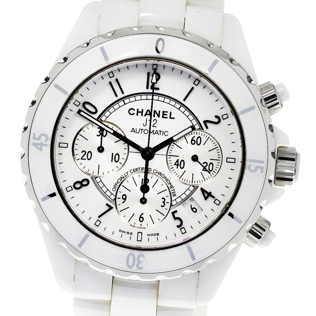 CHANEL(シャネル)のシャネル CHANEL H1007 J12 クロノグラフ ホワイトセラミック 自動巻き メンズ 良品 保証書付き_803496 メンズの時計(腕時計(アナログ))の商品写真