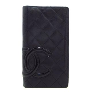 シャネル(CHANEL)のCHANEL(シャネル) 長財布 カンボンライン 黒 ラムスキン×エナメル（レザー）(財布)