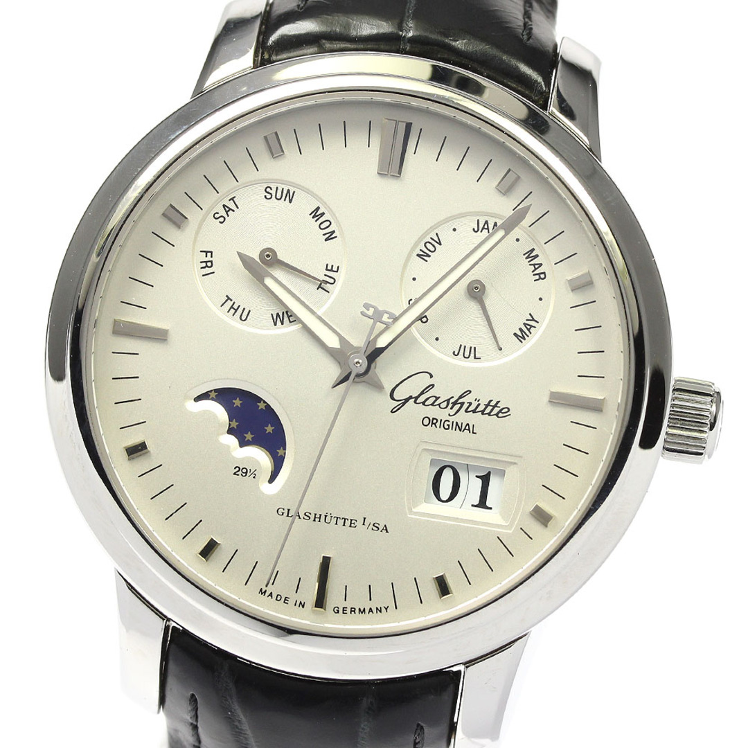 Glashutte Original(グラスヒュッテオリジナル)のグラスヒュッテ・オリジナル GLASHUTTE ORIGINAL 100-06-13-02-04 セネタ カレンダー ムーンフェイズ 自動巻き メンズ 保証書付き_807884 メンズの時計(腕時計(アナログ))の商品写真