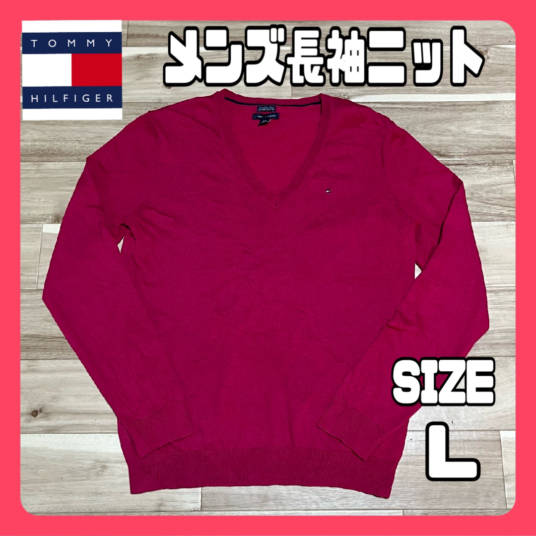 TOMMY HILFIGER(トミーヒルフィガー)のTOMMY HILFIGER トミーヒルフィガー メンズ 長袖 ニット 薄手 L メンズのトップス(ニット/セーター)の商品写真