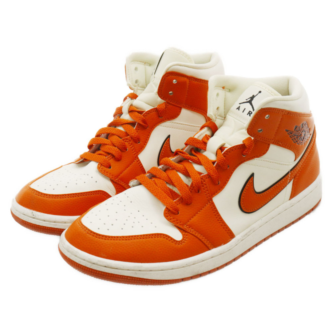 NIKE(ナイキ)のNIKE ナイキ WMNS AIR JORDAN 1 MID SE ウィメンズ エアジョーダンミッド カットスニーカー ホワイト/オレンジ US11/28cm DV1302-100 メンズの靴/シューズ(スニーカー)の商品写真