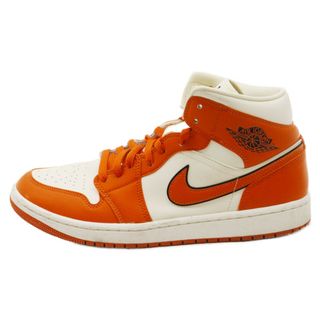 ナイキ(NIKE)のNIKE ナイキ WMNS AIR JORDAN 1 MID SE ウィメンズ エアジョーダンミッド カットスニーカー ホワイト/オレンジ US11/28cm DV1302-100(スニーカー)