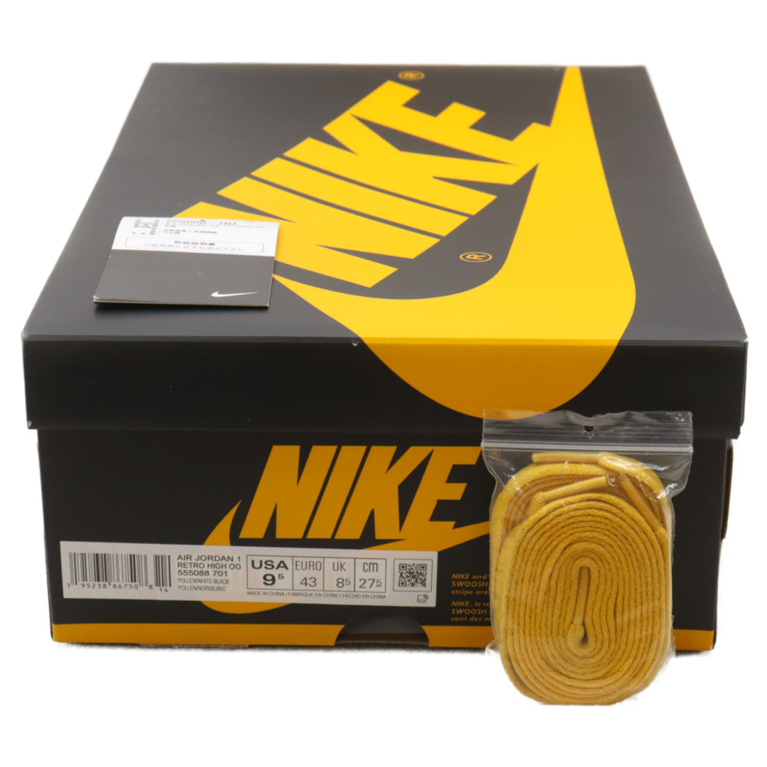 NIKE(ナイキ)のNIKE ナイキ AIR JORDAN 1 HIGH OG POLLEN エアジョーダン1 ハイ パラン ハイカットスニーカー ブラック/イエロー US9.5 555088-701 メンズの靴/シューズ(スニーカー)の商品写真