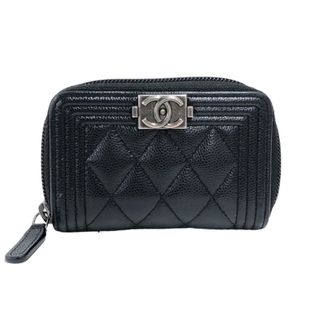 シャネル(CHANEL)の　シャネル CHANEL ボーイシャネル コインケース A80602 31番台 ブラック シルバー金具 キャビアスキン レディース コインケース(コインケース)