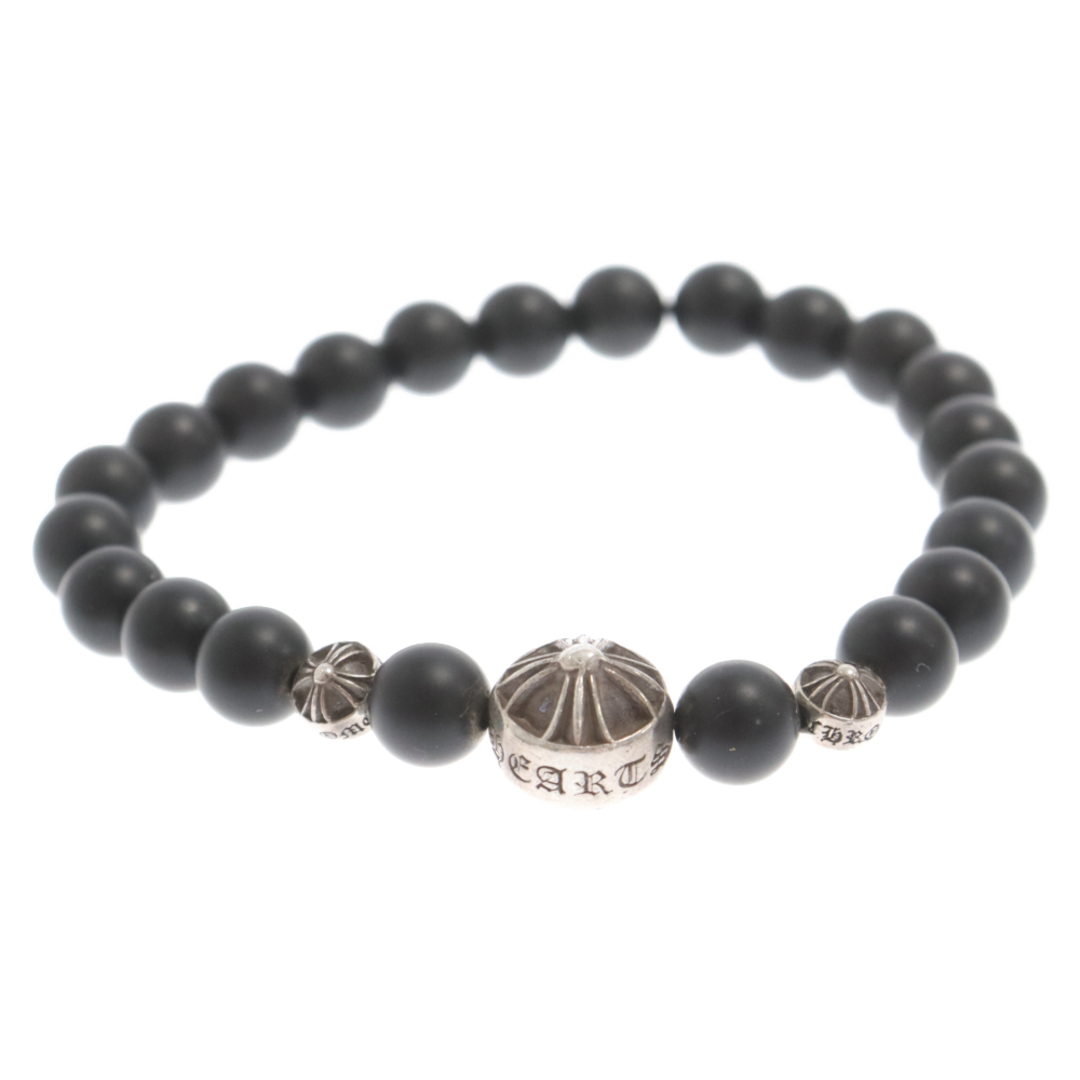 Chrome Hearts(クロムハーツ)のCHROME HEARTS クロムハーツ 8mm BEAD ONYX BRACELET 8mm オニキスビーズブレスレット ブラック/シルバー メンズのアクセサリー(ブレスレット)の商品写真