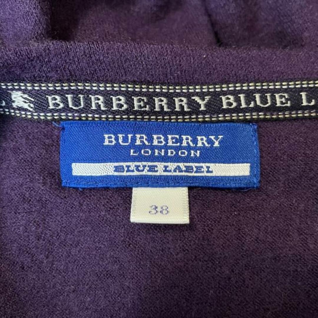 BURBERRY BLUE LABEL(バーバリーブルーレーベル)のBurberry Blue Label(バーバリーブルーレーベル) 長袖セーター サイズ38 M レディース - パープル×グレー Vネック/ティアード/スタッズ/ロゴプリント レディースのトップス(ニット/セーター)の商品写真