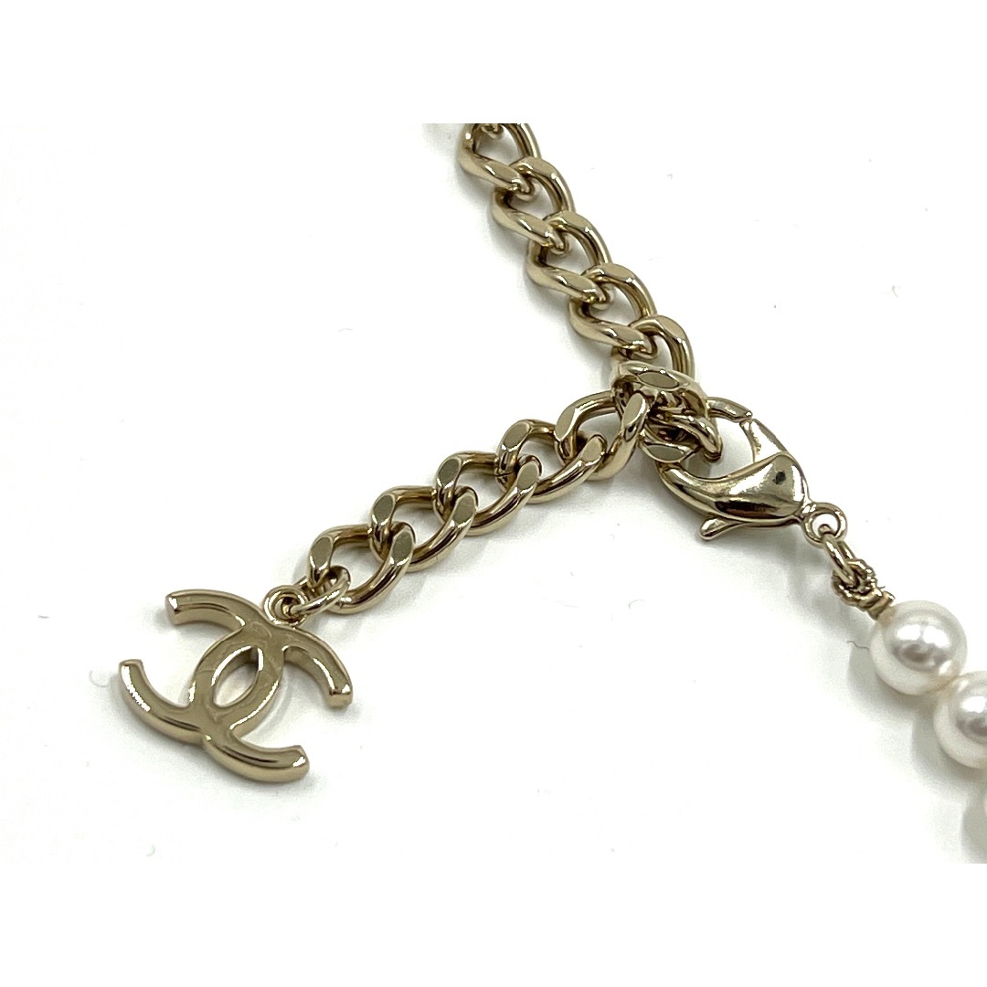 ☆可愛い♪◇CHANEL◇ネックレス パール ゴールド & ホワイト 😍CHANEL light gold hardware white crystal star pattern CCS