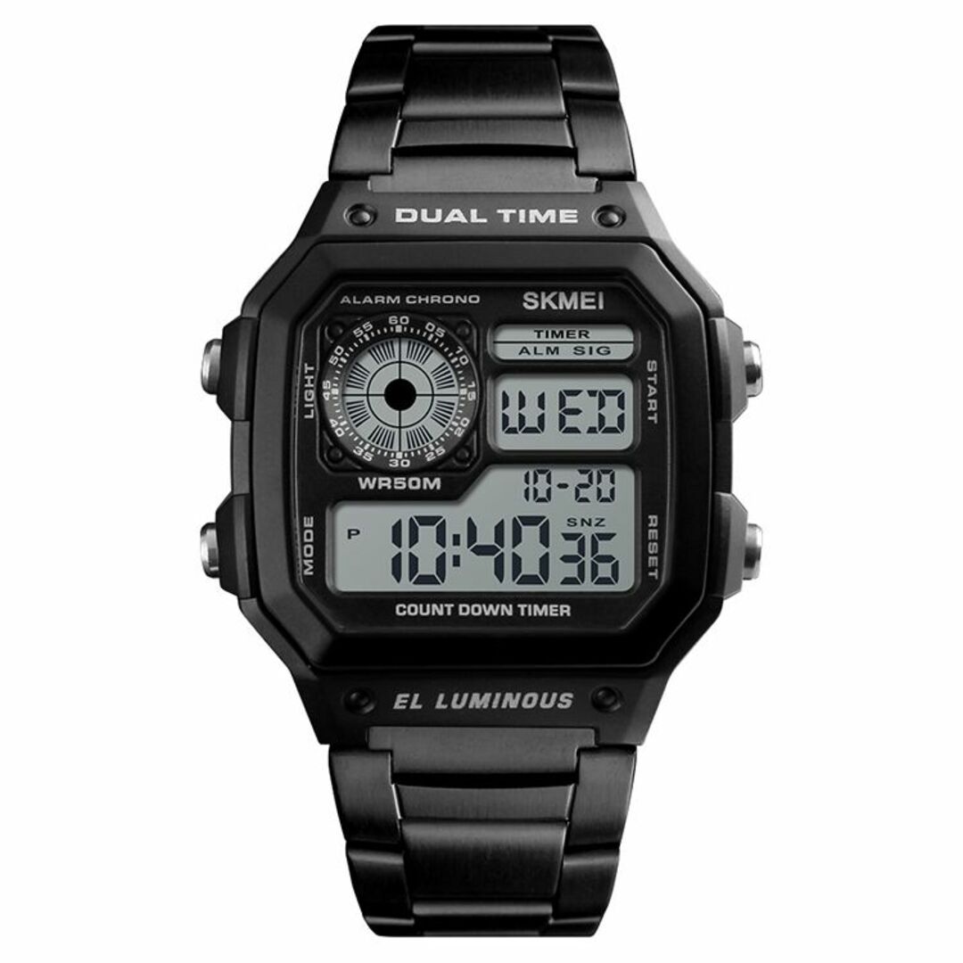 50m防水 ダイバーズウォッチ デジタル腕時計 スポーツジョギング ブラック黒8 メンズの時計(腕時計(デジタル))の商品写真