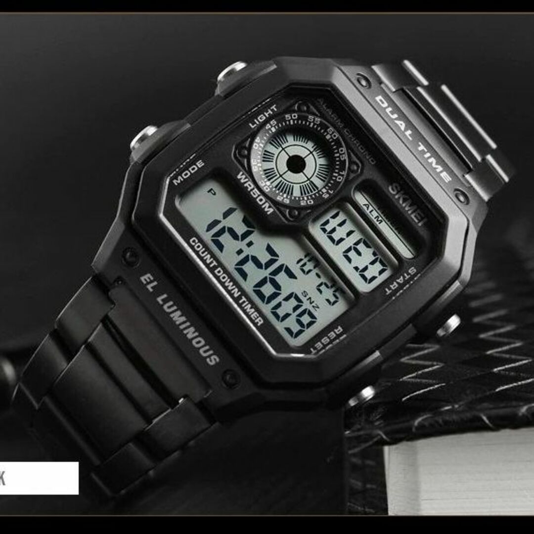 50m防水 ダイバーズウォッチ デジタル腕時計 スポーツジョギング ブラック黒8 メンズの時計(腕時計(デジタル))の商品写真