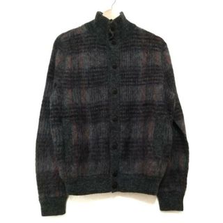 ジョルジオアルマーニ(Giorgio Armani)のGIORGIOARMANI(ジョルジオアルマーニ) カーディガン サイズ46 S メンズ美品  ダークグレー×グレー×レッド(カーディガン)