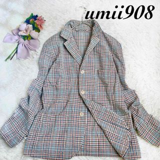 45R - 美品✨umii908 春アイテム　サッカー生地コットンシャツジャケット　45r