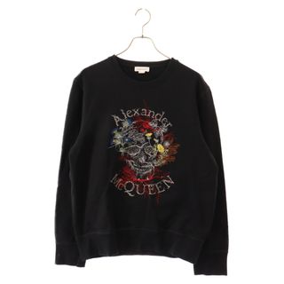 アレキサンダーマックイーン(Alexander McQueen)のAlexander McQueen アレキサンダーマックイーン 20SS Glowing Botanical Skull グローイングボタニカルスカル ロゴスウェット ブラック 599610 QOZ76(スウェット)