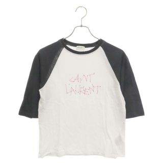 SAINT LAURENT PARIS サンローランパリ 18SS Graphic Print Crew Neck Tee BMK 527674 YB2UX グラフィック ロゴプリント クルーネック 七分袖Tシャツ ブラック/ホワイト