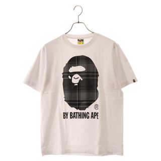 アベイシングエイプ(A BATHING APE)のA BATHING APE アベイシングエイプ チェック柄 両面ビッグロゴプリント クルーネック半袖Tシャツ ホワイト(Tシャツ/カットソー(半袖/袖なし))