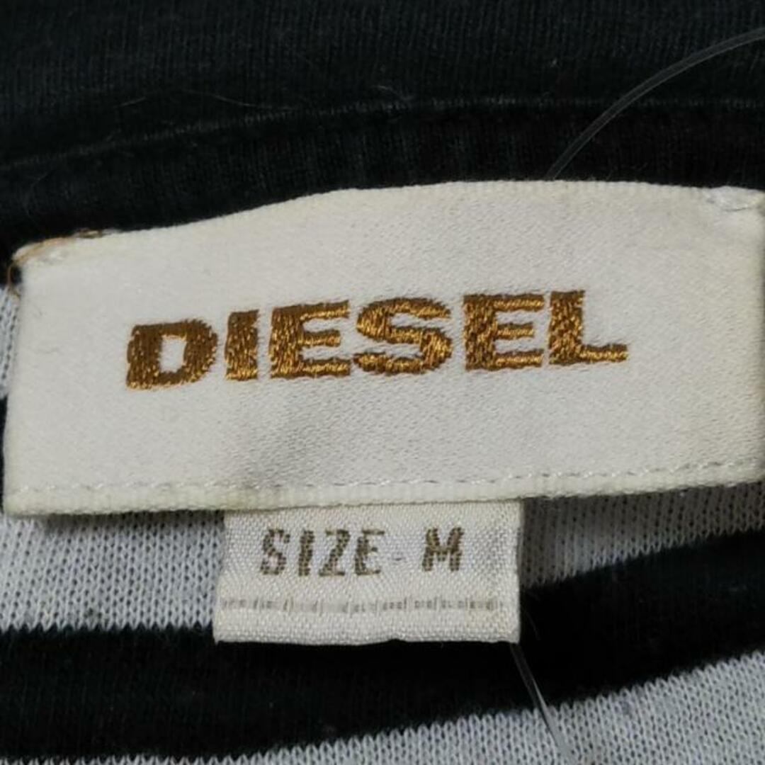 DIESEL(ディーゼル)のDIESEL(ディーゼル) 長袖カットソー サイズM メンズ - 黒×ダークグレー クルーネック/ボーダー/シワ加工 綿 メンズのトップス(Tシャツ/カットソー(七分/長袖))の商品写真