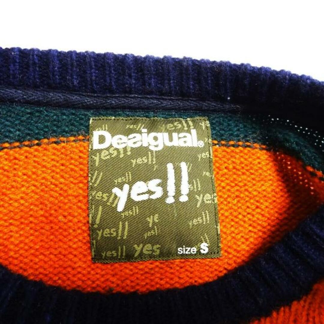 DESIGUAL(デシグアル)のDesigual(デシグアル) 長袖セーター サイズS メンズ - ダークネイビー×オレンジ×マルチ クルーネック メンズのトップス(ニット/セーター)の商品写真