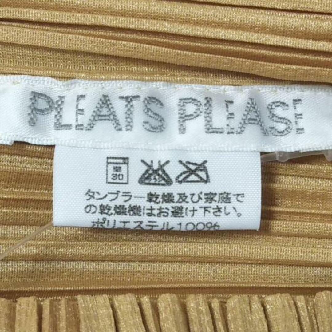 PLEATS PLEASE ISSEY MIYAKE(プリーツプリーズイッセイミヤケ)のPLEATS PLEASE(プリーツプリーズ) 長袖カットソー サイズ3 L レディース美品  - ライトブラウン ハイネック/プリーツ ポリエステル レディースのトップス(カットソー(長袖/七分))の商品写真