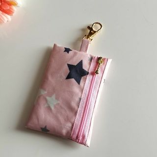 リール付き　キーケース☆スター　星　ピンク　女の子用(外出用品)