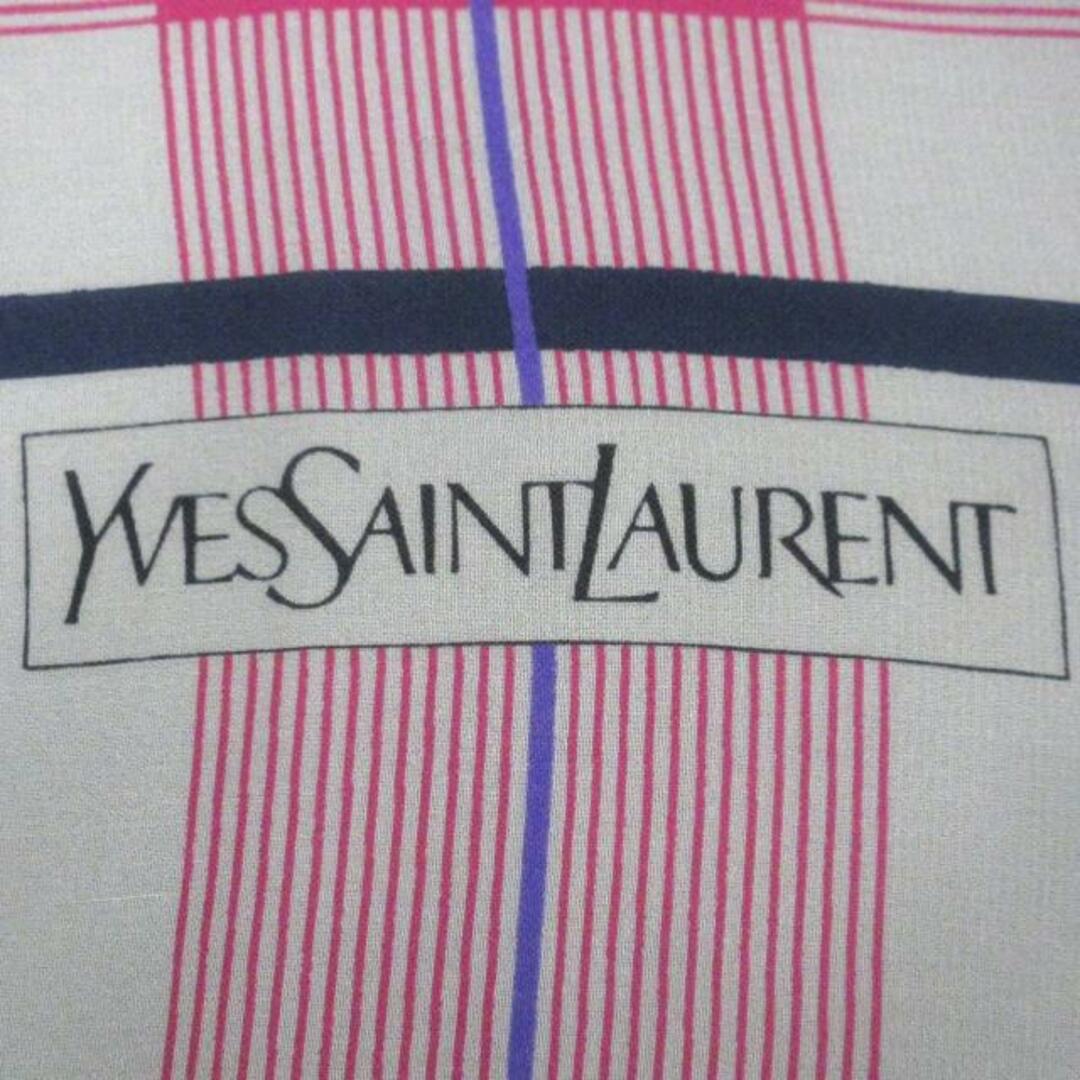 Saint Laurent(サンローラン)のYvesSaintLaurent(イヴサンローラン) スカーフ - アイボリー×ピンク×ダークネイビー チェック柄 レディースのファッション小物(バンダナ/スカーフ)の商品写真