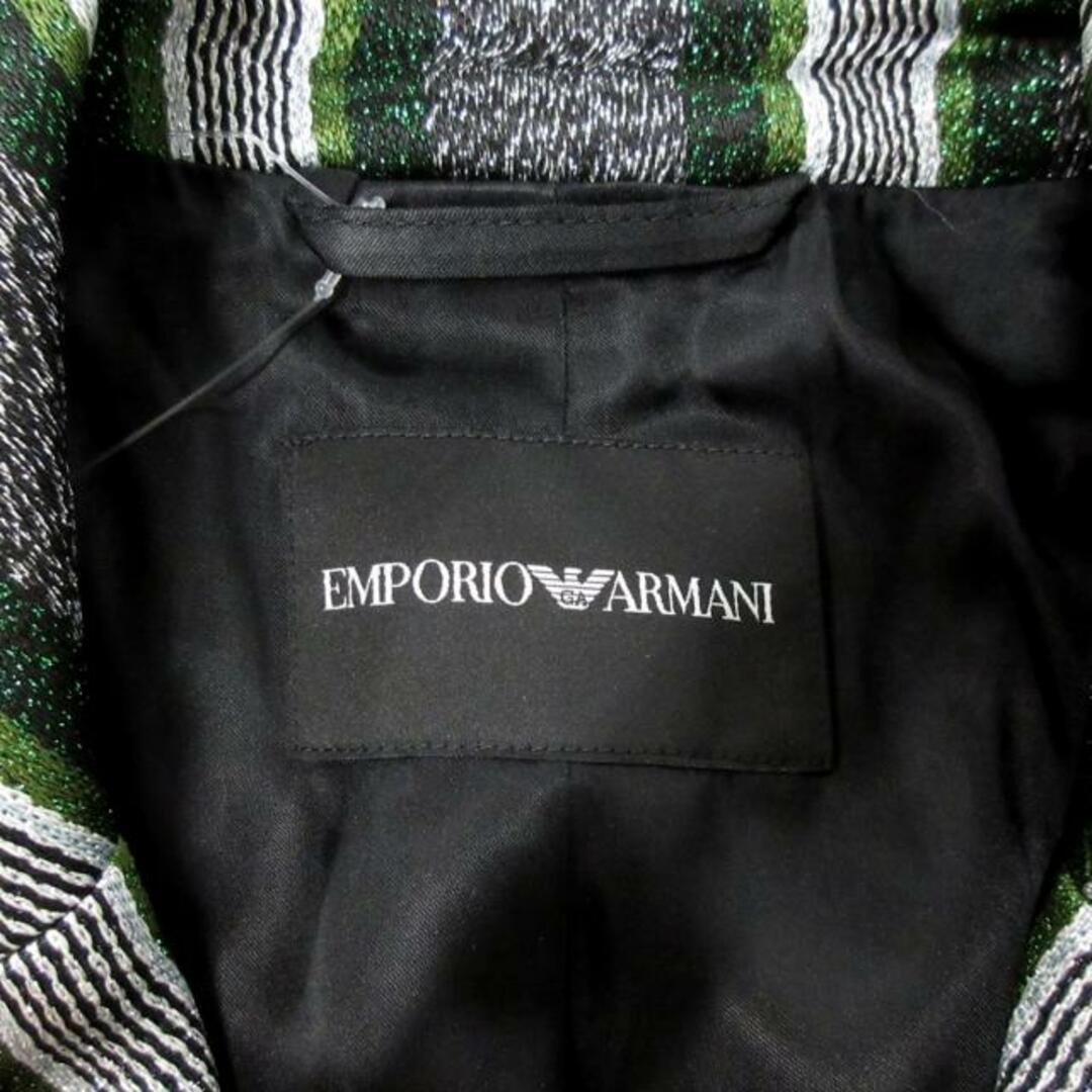 Emporio Armani(エンポリオアルマーニ)のEMPORIOARMANI(エンポリオアルマーニ) コート サイズEU40 レディース - グリーン×マルチ ストライプ/ラメ/冬物/ロング丈 レディースのジャケット/アウター(その他)の商品写真