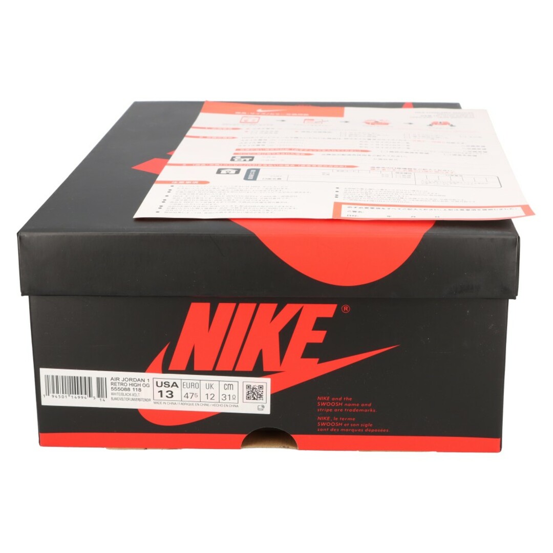 NIKE(ナイキ)のNIKE ナイキ AIR JORDAN 1 RETRO HIGH OG Volt Gold 555088-118 エアジョーダン1 ボルト ハイカットスニーカー ホワイト/イエロー US13/31cm メンズの靴/シューズ(スニーカー)の商品写真