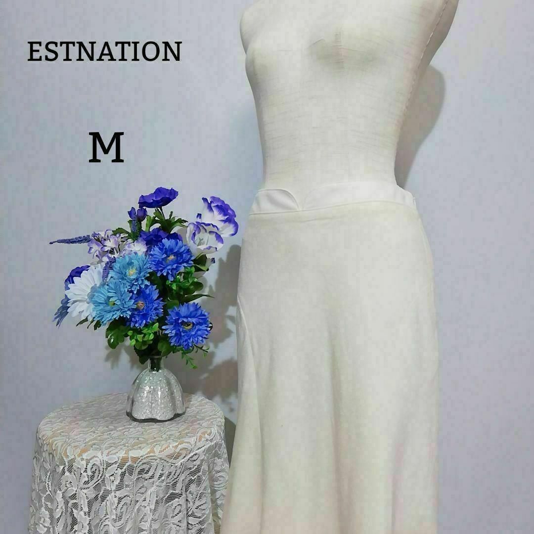 ESTNATION - エストネーション 美品 膝丈スカート Mサイズ 生成り系色