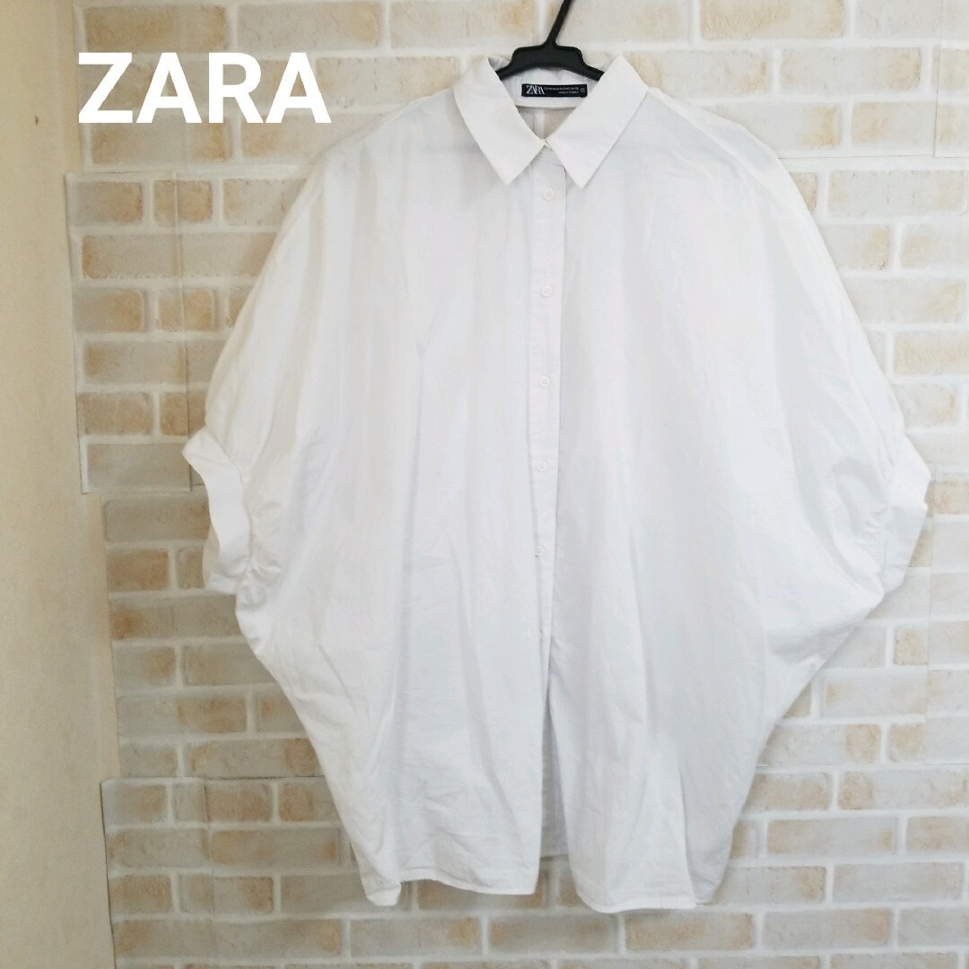 ZARA(ザラ)の【本日削除/最終値下】ZARA オーバーサイズバックオープンシャツ レディースのトップス(シャツ/ブラウス(半袖/袖なし))の商品写真