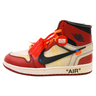 ナイキ(NIKE)のNIKE ナイキ ×OFF-WHITE THE 10 AIR JORDAN 1 CHICAGO×オフホワイト ザテン エアジョーダン1 シカゴ ハイカットスニーカー ホワイト/レッド US8.5/26.5cm AA3834-101(スニーカー)