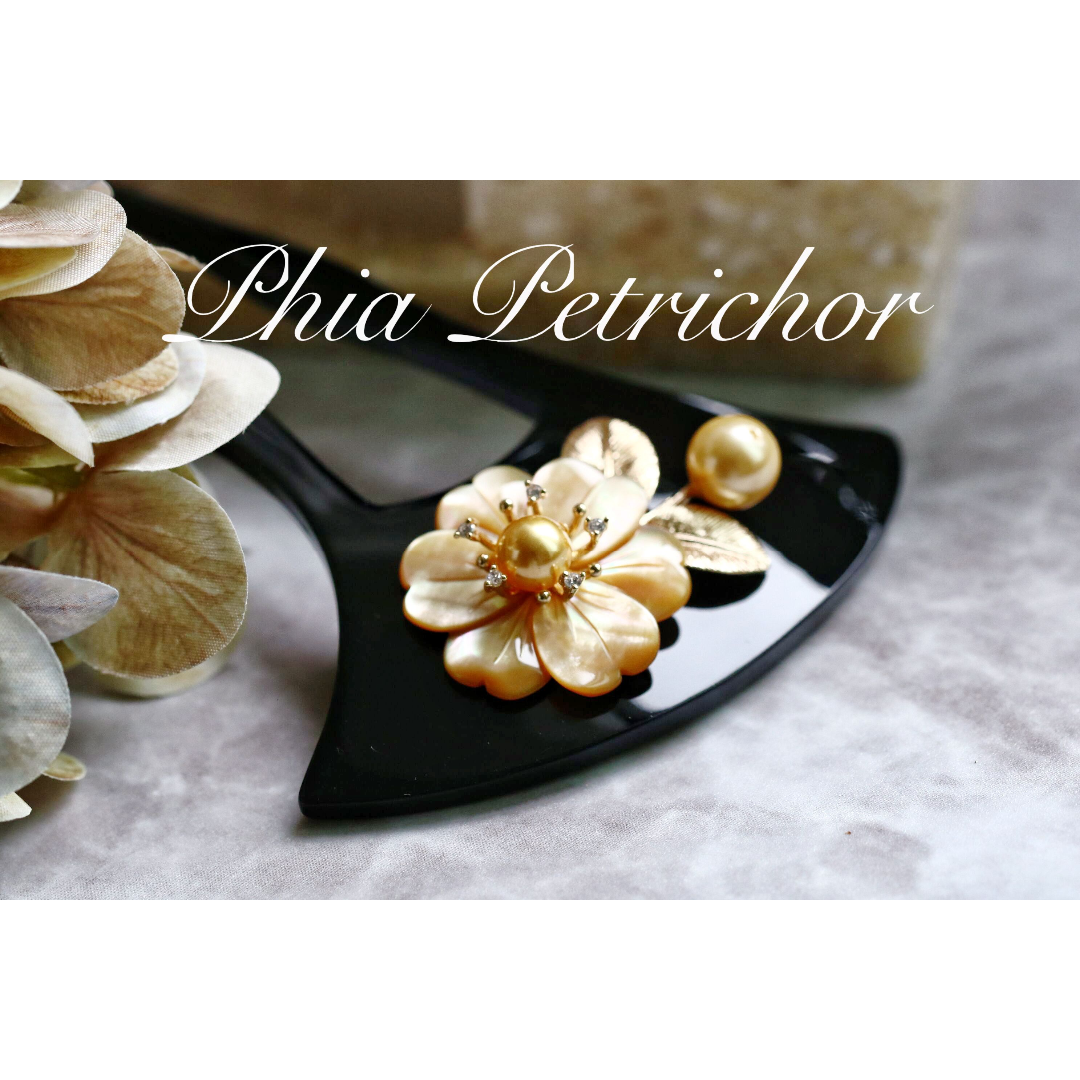 髪飾り 桜 かんざし バチ型 螺鈿 真珠母貝 パール Y2401040簪 レディースの水着/浴衣(和装小物)の商品写真