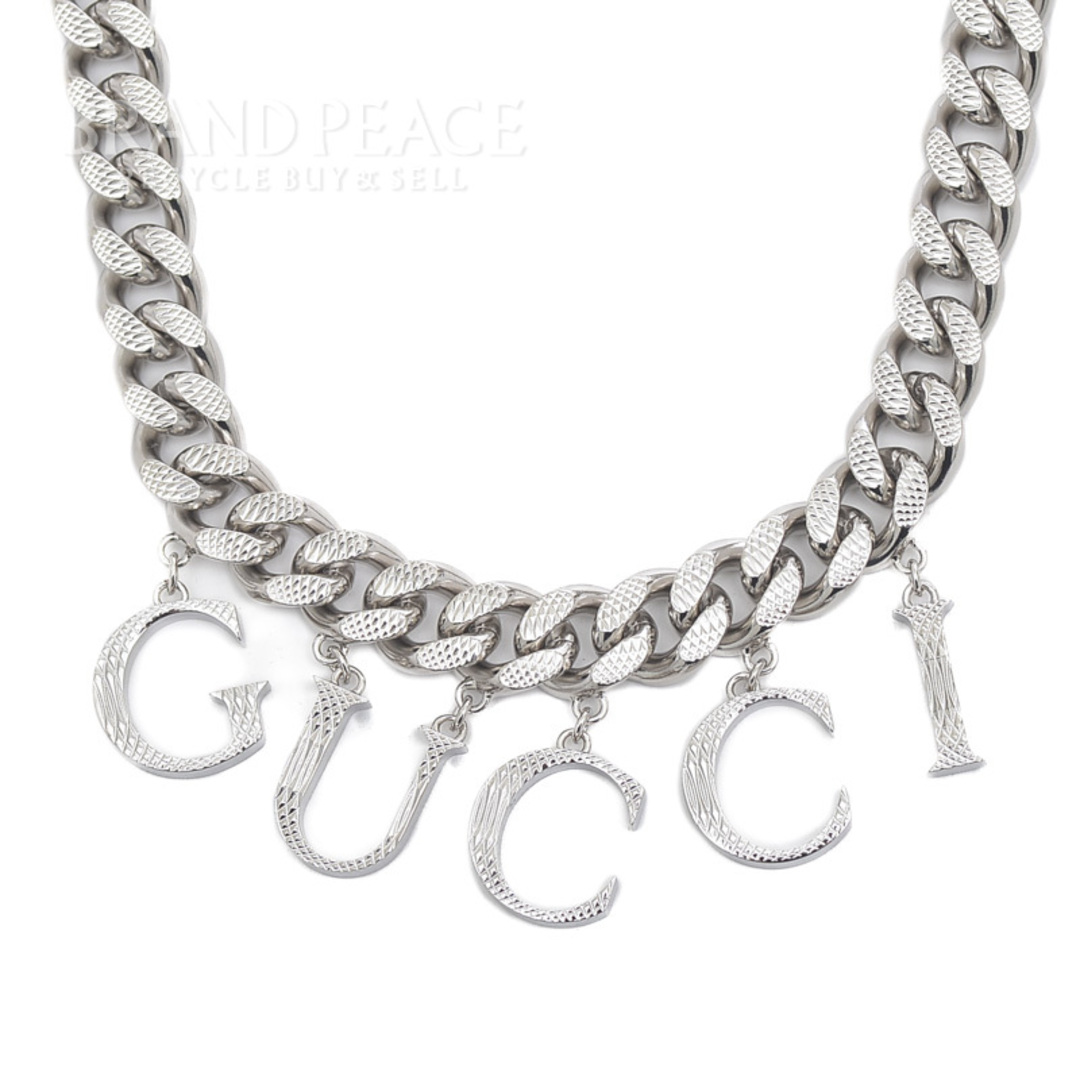 Gucci(グッチ)のグッチ スクリプト ロゴネックレス チョーカー 喜平チェーン シルバー 6757 レディースのアクセサリー(ネックレス)の商品写真