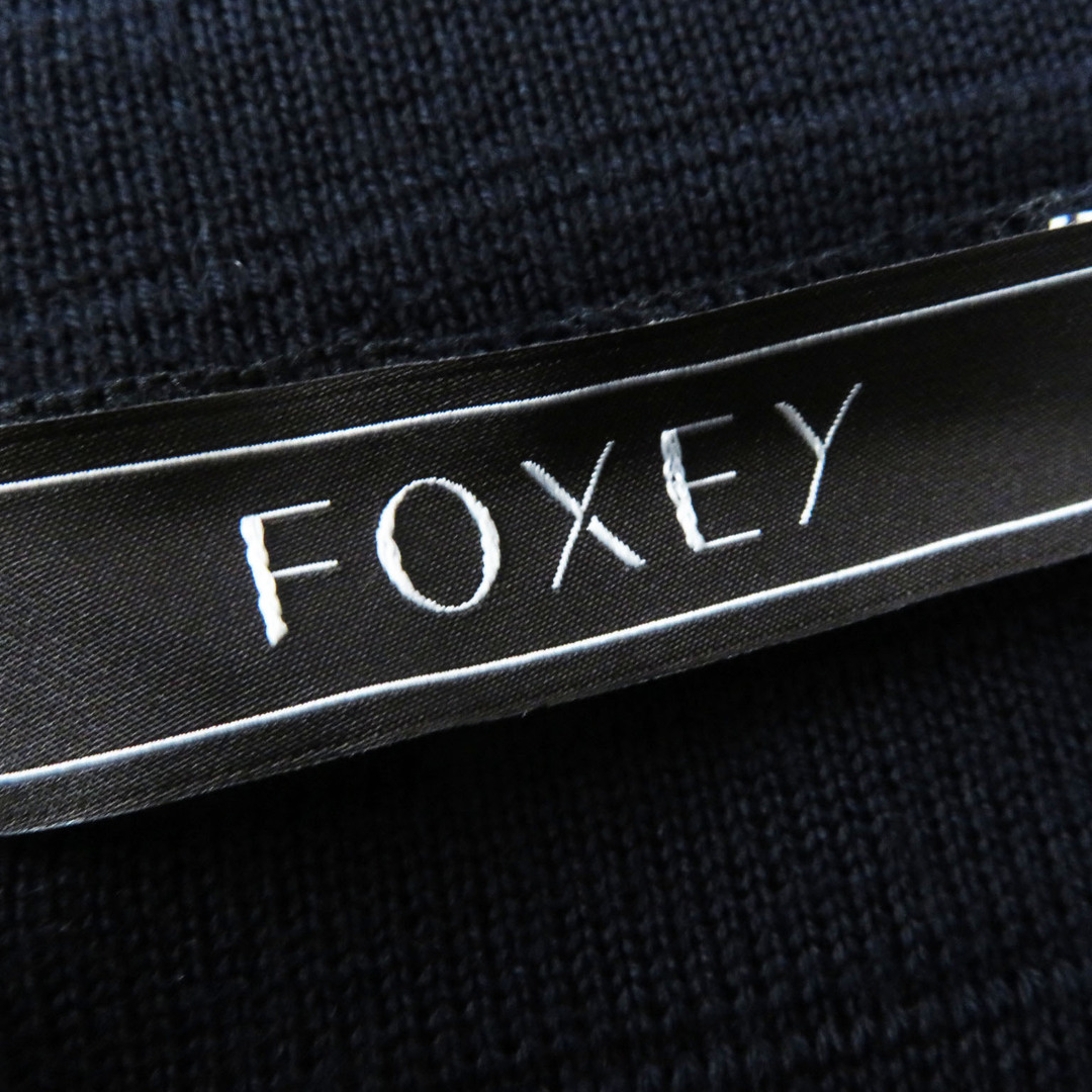 FOXEY(フォクシー)の未使用品 FOXEY フォクシー 41352 ウール100％ 長袖 リブニット フレア ワンピース ネイビー 40 日本製 正規品 レディース レディースのワンピース(その他)の商品写真