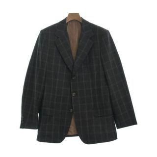 ブリオーニ(Brioni)のBrioni ブリオーニ テーラードジャケット 50(XL位) 茶系(チェック) 【古着】【中古】(テーラードジャケット)