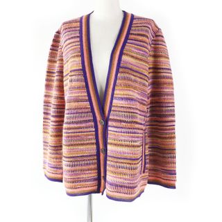 ミッソーニ(MISSONI)の未使用品 Missoni ミッソーニ モヘア混 ミックスニット 大きめサイズ カーディガン マルチ 44 イタリア製 正規品 レディース(カーディガン)