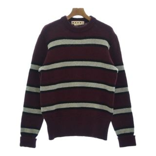 マルニ(Marni)のMARNI マルニ ニット・セーター 48(L位) エンジx水色x黒(ボーダー) 【古着】【中古】(ニット/セーター)