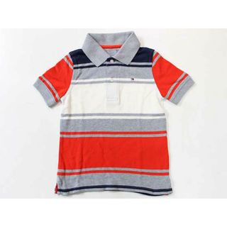 ☆トミーヒルフィガー/TOMMY HILFIGER☆104-110cm 半袖ポロシャツ グレー×赤 【中古】子供服 キッズ kids 男の子 夏 126022 tops