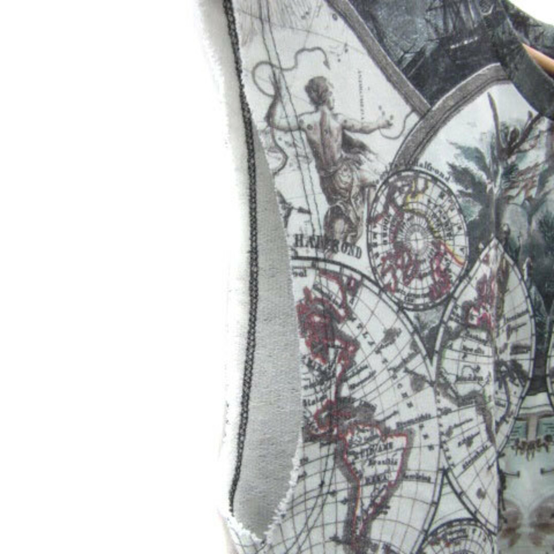 ザラマン カットソー ノースリーブ ラウンドネック 総柄 M グレー メンズのトップス(その他)の商品写真