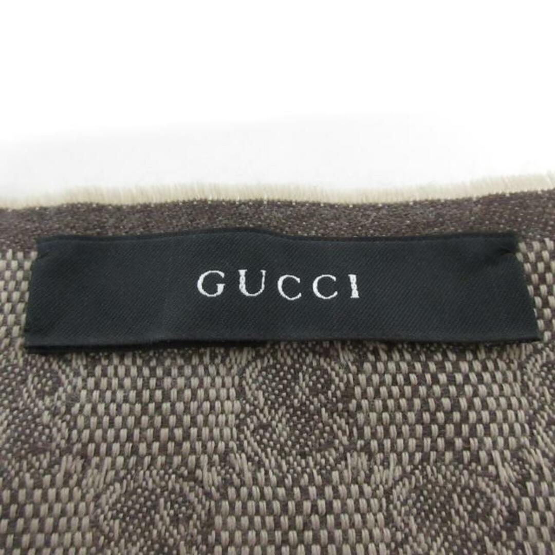 Gucci(グッチ)のGUCCI(グッチ) マフラー ベージュ×グリーン×マルチ GG柄/シェリー(ウェブ) ウール×シルク レディースのファッション小物(マフラー/ショール)の商品写真