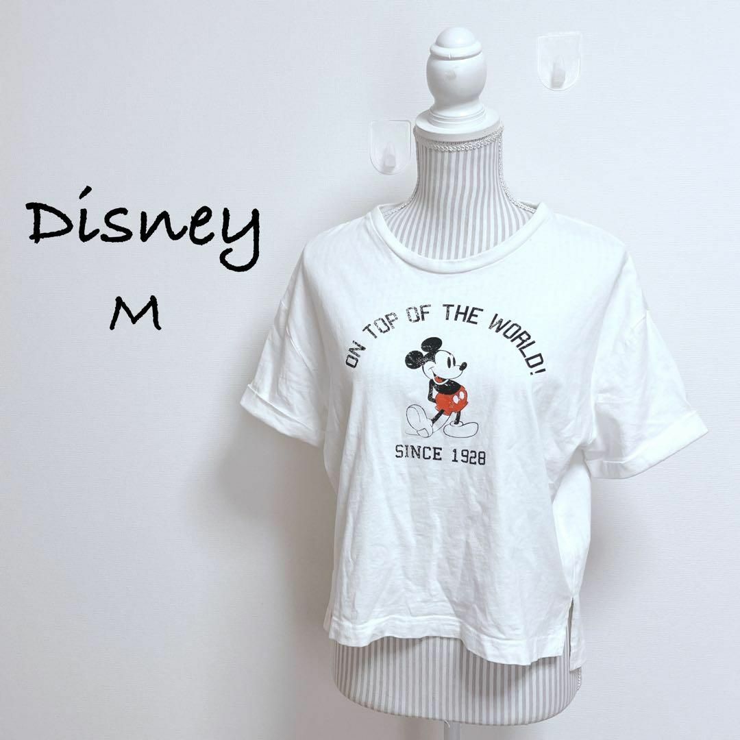 Disney(ディズニー)のディズニー　ミッキーTシャツ【M】ON TOP OF THE WORLD! レディースのトップス(Tシャツ(半袖/袖なし))の商品写真