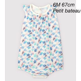 プチバトー(PETIT BATEAU)の[新品]プチバトー　6ヶ月　ノースリーブロンパース　女の子(ロンパース)