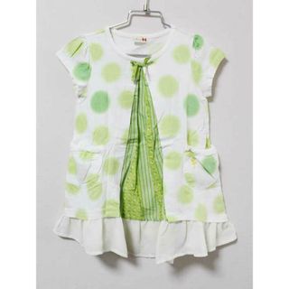 ニットプランナー(KP)の《ケーピー/KP》100cm 半袖ワンピース 白×緑系【中古】子供服 キッズ kids 女の子 夏 906032 onepi(ワンピース)