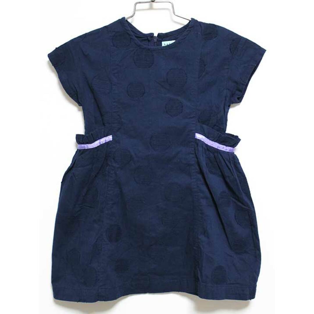 HAKKA(ハッカ)の‡ハッカキッズ/HAKKA kids‡100cm 半袖ワンピース 紺【中古】子供服 キッズ kids 女の子 夏 306032 onepi キッズ/ベビー/マタニティのキッズ服女の子用(90cm~)(ワンピース)の商品写真