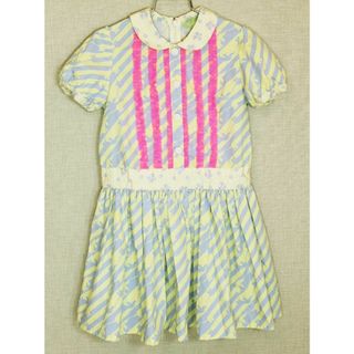 フェフェ(fafa)の[フェフェ/fafa]120cm 半袖ワンピース 黄色×ブルー系【中古】子供服 キッズ kids 女の子 夏 925032 onepi(ワンピース)