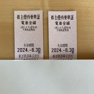 東武鉄道株主優待乗車証２枚 乗車券 有効期限2024/6/30①(鉄道乗車券)