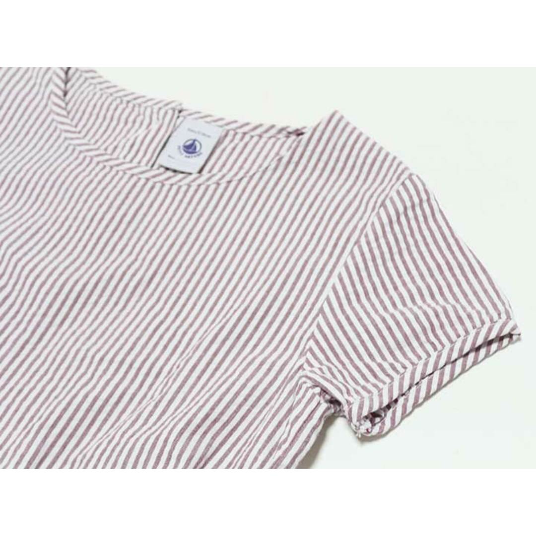 PETIT BATEAU(プチバトー)の‡プチバトー/PETIT BATEAU‡128cm 半袖ワンピース 白×茶色【中古】子供服 キッズ kids 女の子 夏 716022 onepi キッズ/ベビー/マタニティのキッズ服女の子用(90cm~)(ワンピース)の商品写真