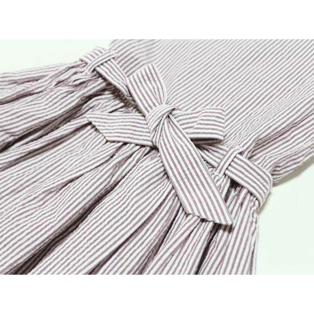 PETIT BATEAU(プチバトー)の‡プチバトー/PETIT BATEAU‡128cm 半袖ワンピース 白×茶色【中古】子供服 キッズ kids 女の子 夏 716022 onepi キッズ/ベビー/マタニティのキッズ服女の子用(90cm~)(ワンピース)の商品写真