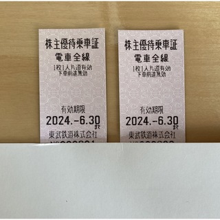 東武鉄道株主優待乗車証２枚 乗車券 有効期限2024/6/30②(鉄道乗車券)