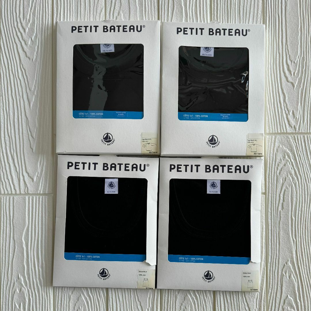 PETIT BATEAU(プチバトー)のPETIT BATEAUプチバトー　タンクトップとTシャツ14ans 未使品４枚 キッズ/ベビー/マタニティのキッズ服女の子用(90cm~)(Tシャツ/カットソー)の商品写真