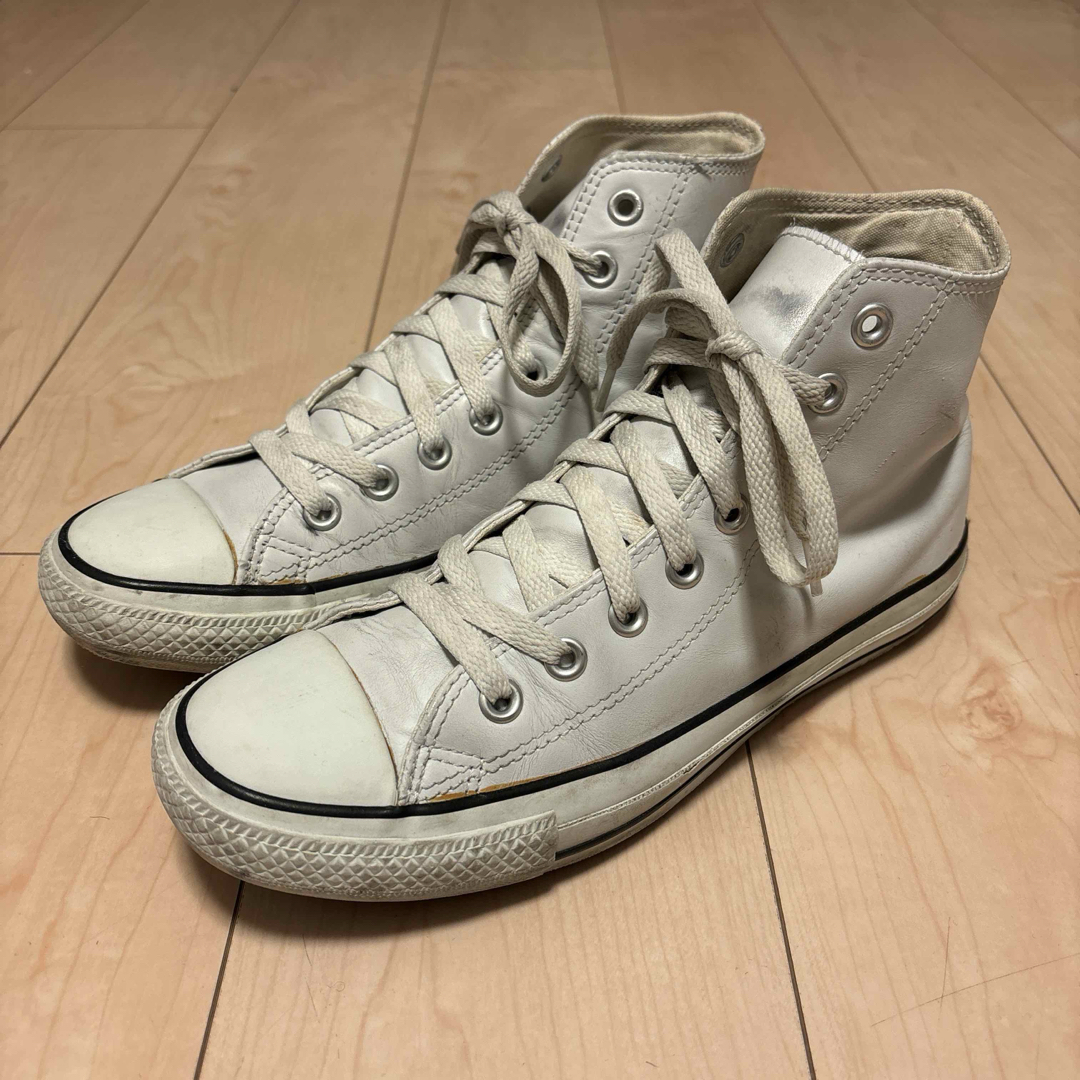 CONVERSE(コンバース)のコンバース　レザー　オールスター　ハイカット　白　converse ホワイト メンズの靴/シューズ(スニーカー)の商品写真