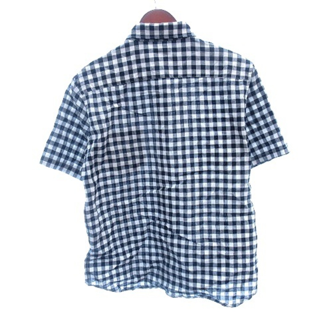 SHIPS(シップス)のシップス ボタンダウンシャツ ギンガムチェック 麻 リネン 半袖 M 紺 メンズのトップス(シャツ)の商品写真